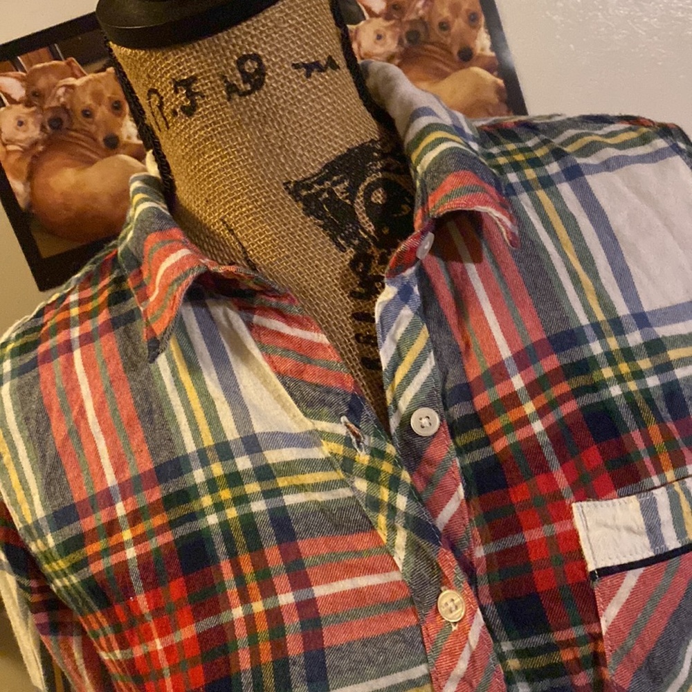 AERIE plaid flannel button down shirt size women’s extra small - Picture 3 of 10
